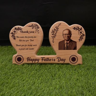 Personalized Engraved Wooden Photo Frame Customized With Photo & Text | Gift For Fathers day